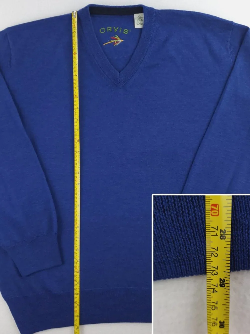 Orvis Sweater 100% Merino Wool Knit V-Neck Fly Fish Lure Men's XL